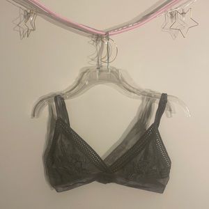 Grey bra with mesh floral detailing